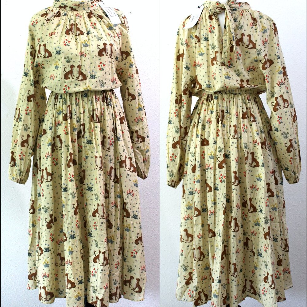 RHODE Mai Meadow Print Wildflowers Cheetah Prairie Cottagecore Dress NEW NWT